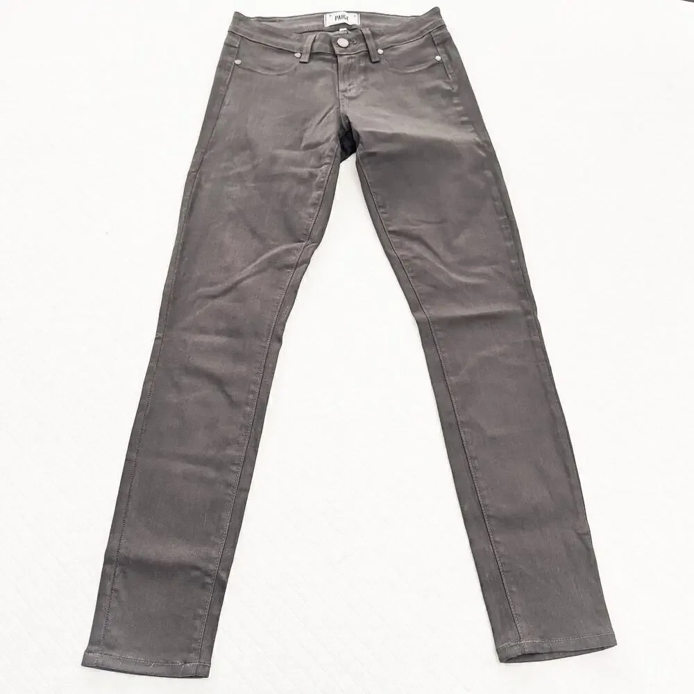 Paige Verdugo Ankle City Fog Silk Coating Denim Jean Gray Size 26